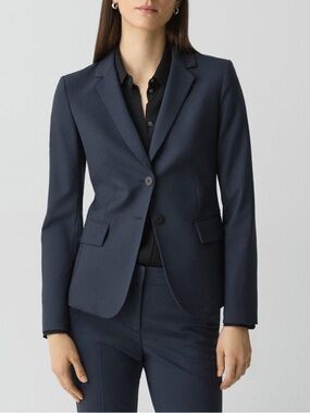 Theory Carissa Tailored Blazer Nocturne Navy Office Workwear Interview Size 4